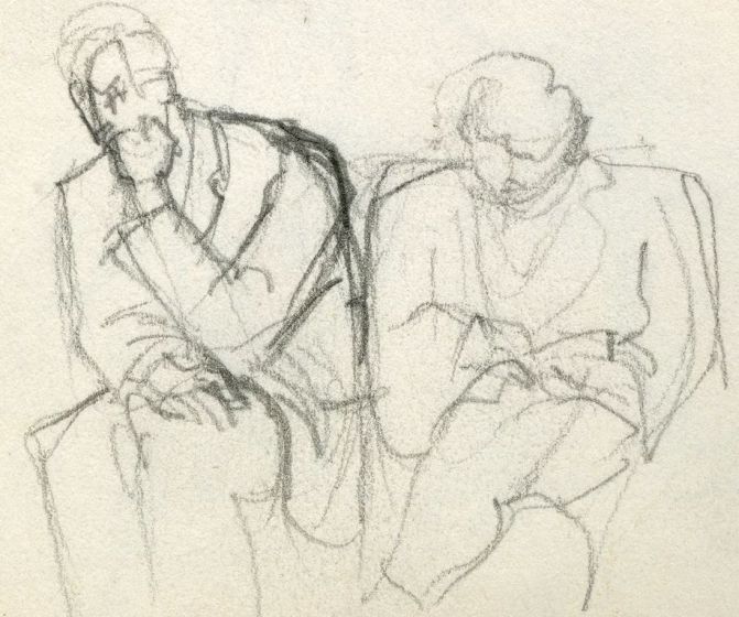 Couple Waiting Sketch