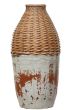 Large Rattan & Clay Vase