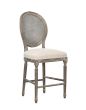 Rattan Back Linen Counter Stool