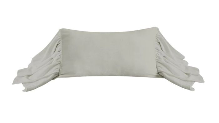 Gray Ruffled Lumbar Pillow