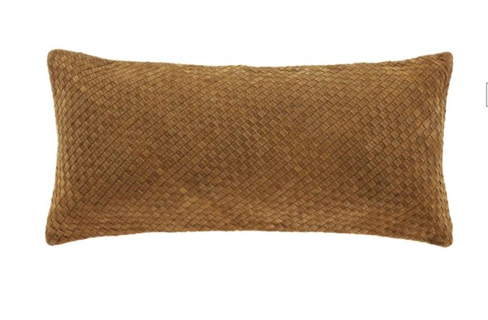 Brown Suede Lumbar Pillow