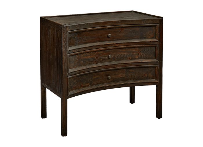Wood Concave 3 Drawer Chest
