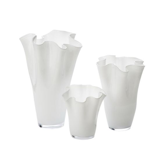 Medium White Ruffle Vase