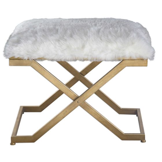 Faux Fur & Gold Small Bench