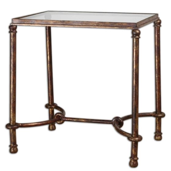 Forged Iron & Glass Side Table
