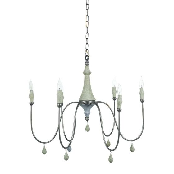 Large Silver Wooden Chandelier