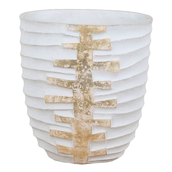 Small White & Gold Ripple Vase