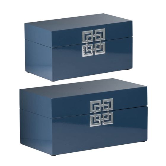 Small Blue Greek Key Box