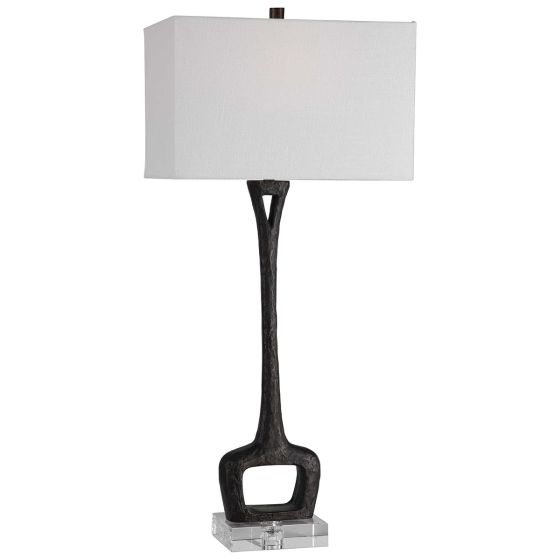 Aged Black Cast Iron Table Lamp