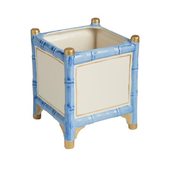 Small Blue Bamboo Cachepot