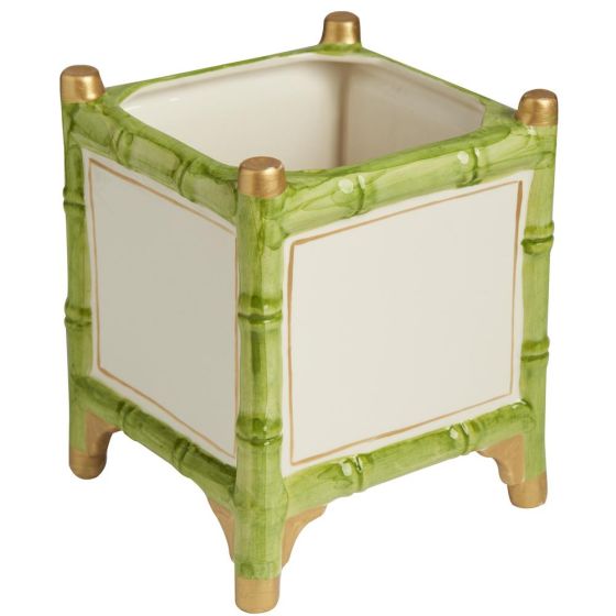 Large Green Bamboo Cachepot