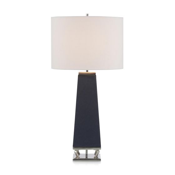 Navy Geometric Nickel Lamp