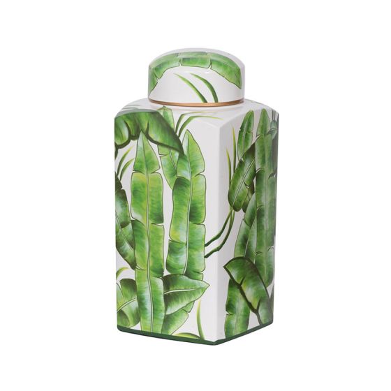 Green and White Lidded Jar