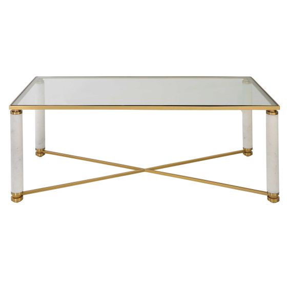 White Pillar Leg Cocktail Table