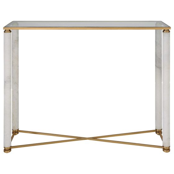 White Pillar Leg Console Table