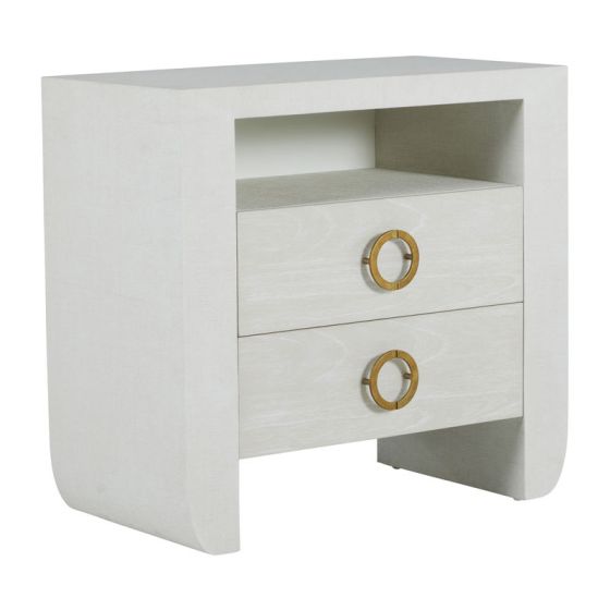 White Raffia Nightstand