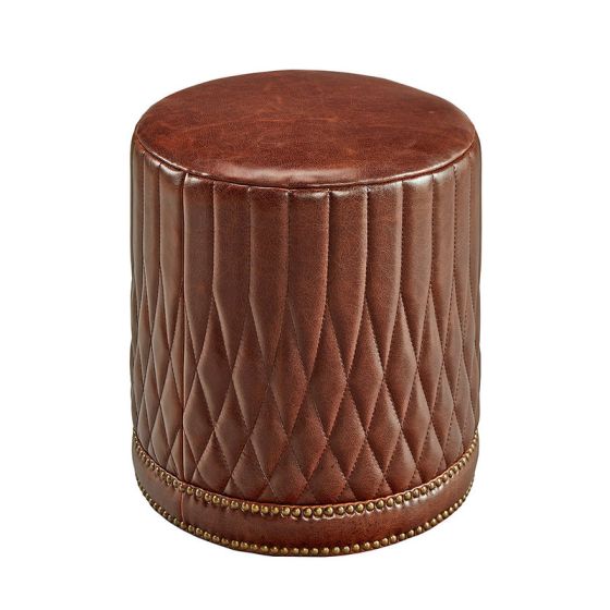 Diamond Brown Leather Ottoman