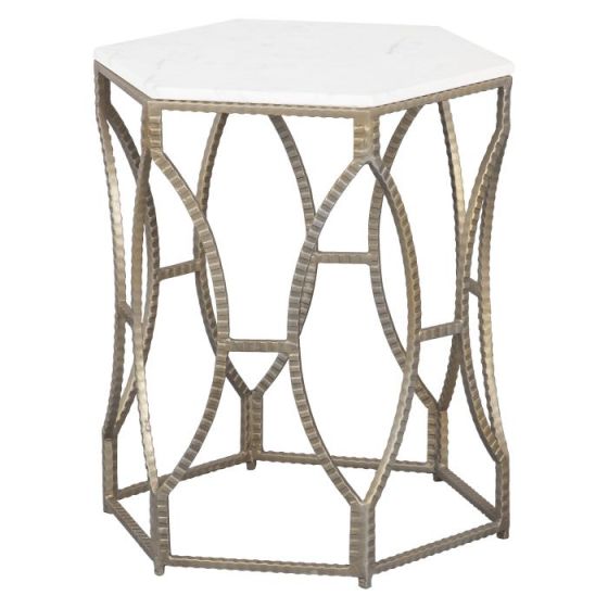 Hexagon Marble Top End Table