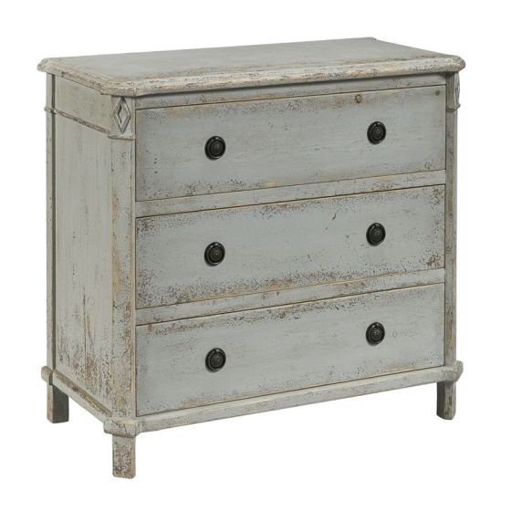 Distressed Gray 3 Door Chest