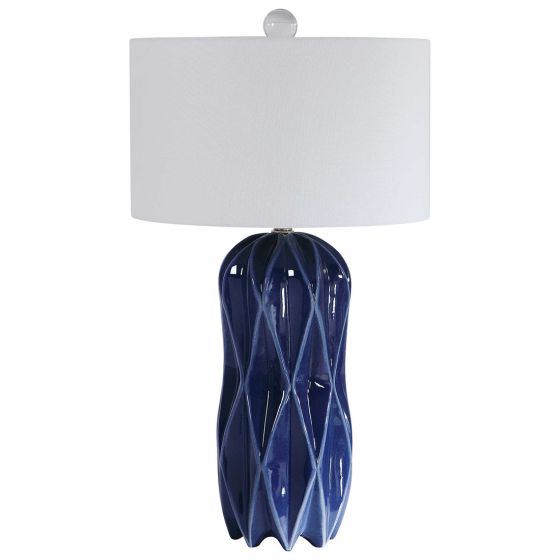 Deep Cobalt Geometric Lamp