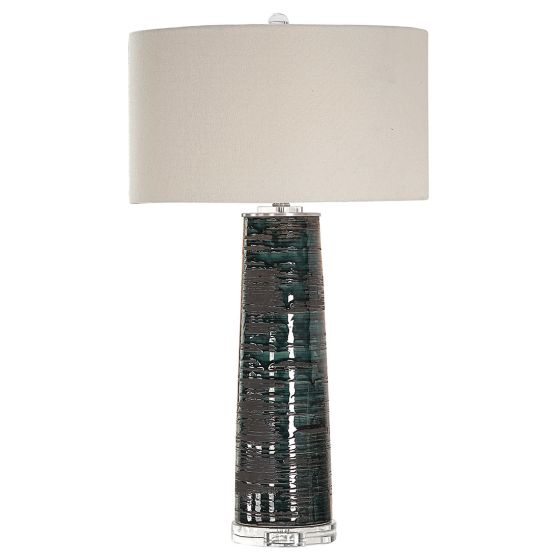 Teal & Black Distressed Lamp