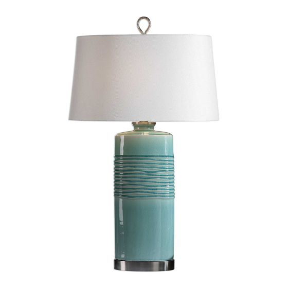 Teal Glaze Oval Column Lamp