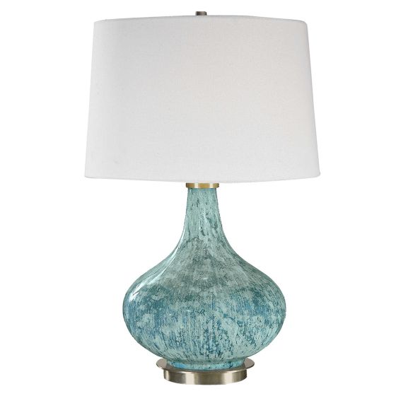 Blue Gray Mottled Glass Lamp