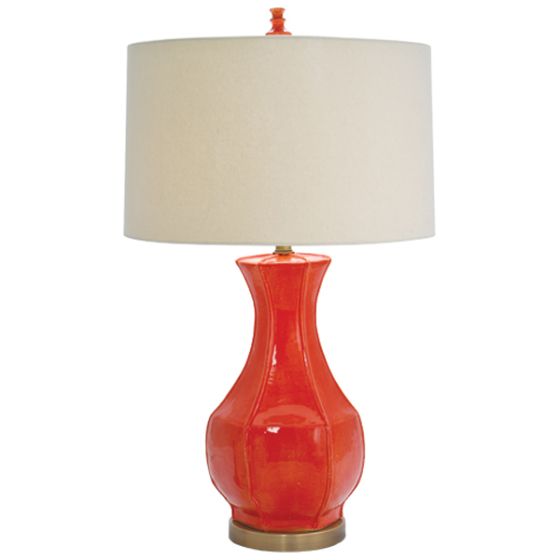 Orange Ceramic Brass Base Lamp