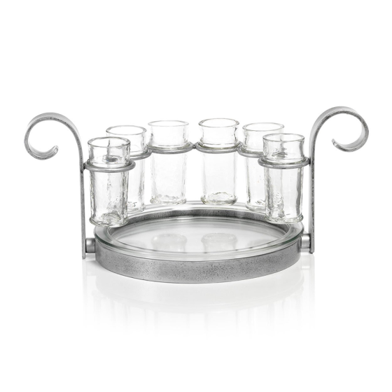 6 Shotglass Set Antique Silver