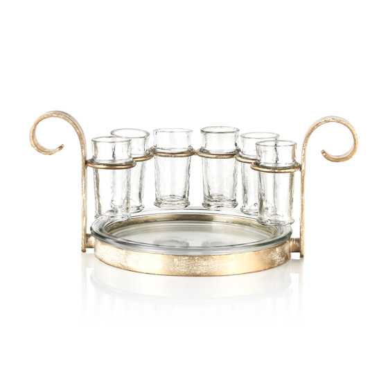 Six Shotglass Set Antique Gold