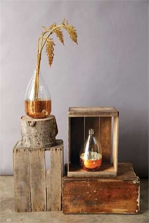 7" Copper & Glass Vase