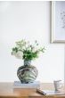 Short Blue Brown Abstract Vase