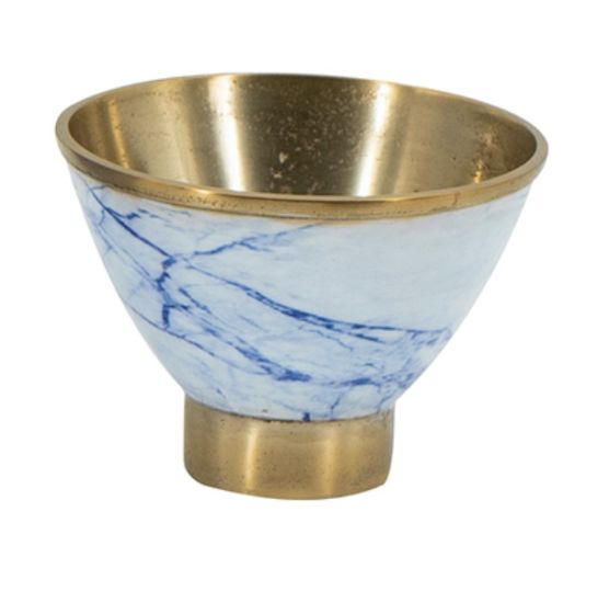 Small Blue Marble & Gold Bowl