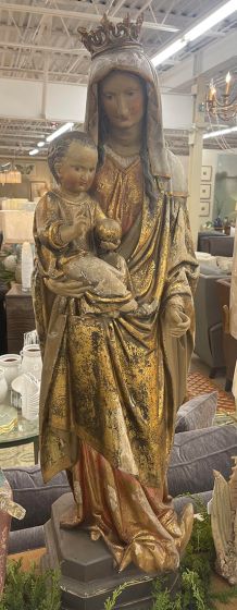Antiqued Mary & Child Sculpture