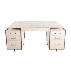 White Shagreen 6 Drawer Desk