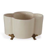 Cream Quatrefoil Footed Planter