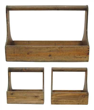 Set of 3 Wood Planter Baskets