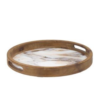 Small Marble & Wood Round Tray