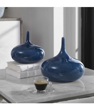 Small Blue Stem Vase