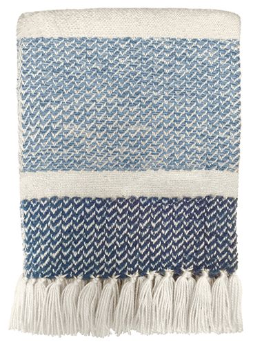 Blue and White Woven Blanket