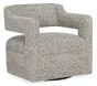 Maleko Blue Velvet Swivel Chair