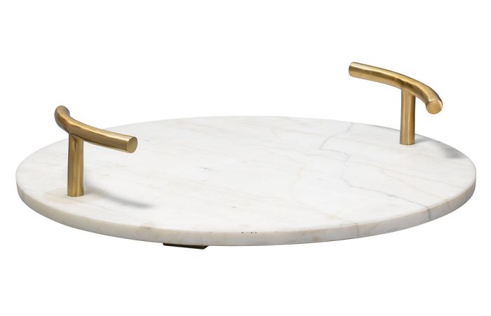 Marble Tray with Gold Handles