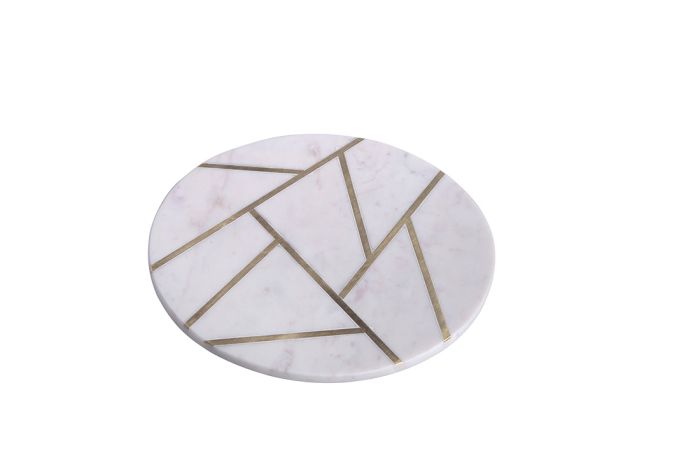 Brass Inlay Marble Cheese Plate
