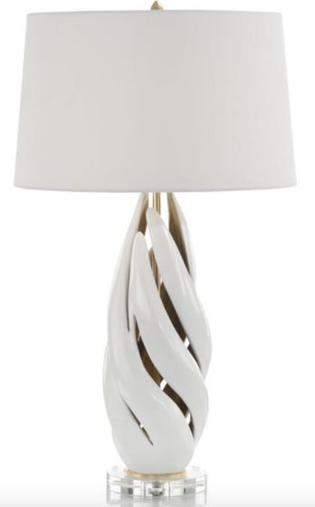 White & Gold Swirl Table Lamp