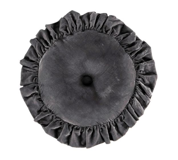 Slate Ruffled Velvet Pillow