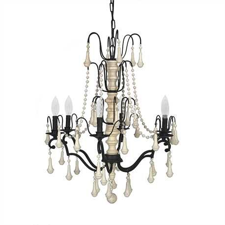 36"H Iron 6-Light Chandelier