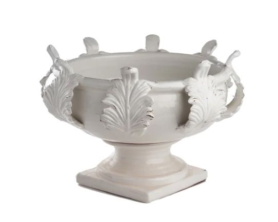 Large White Acanthus Leaf Urn
